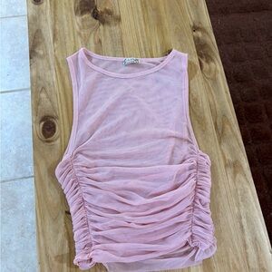 Free People Light Pink Ruched Tank Top